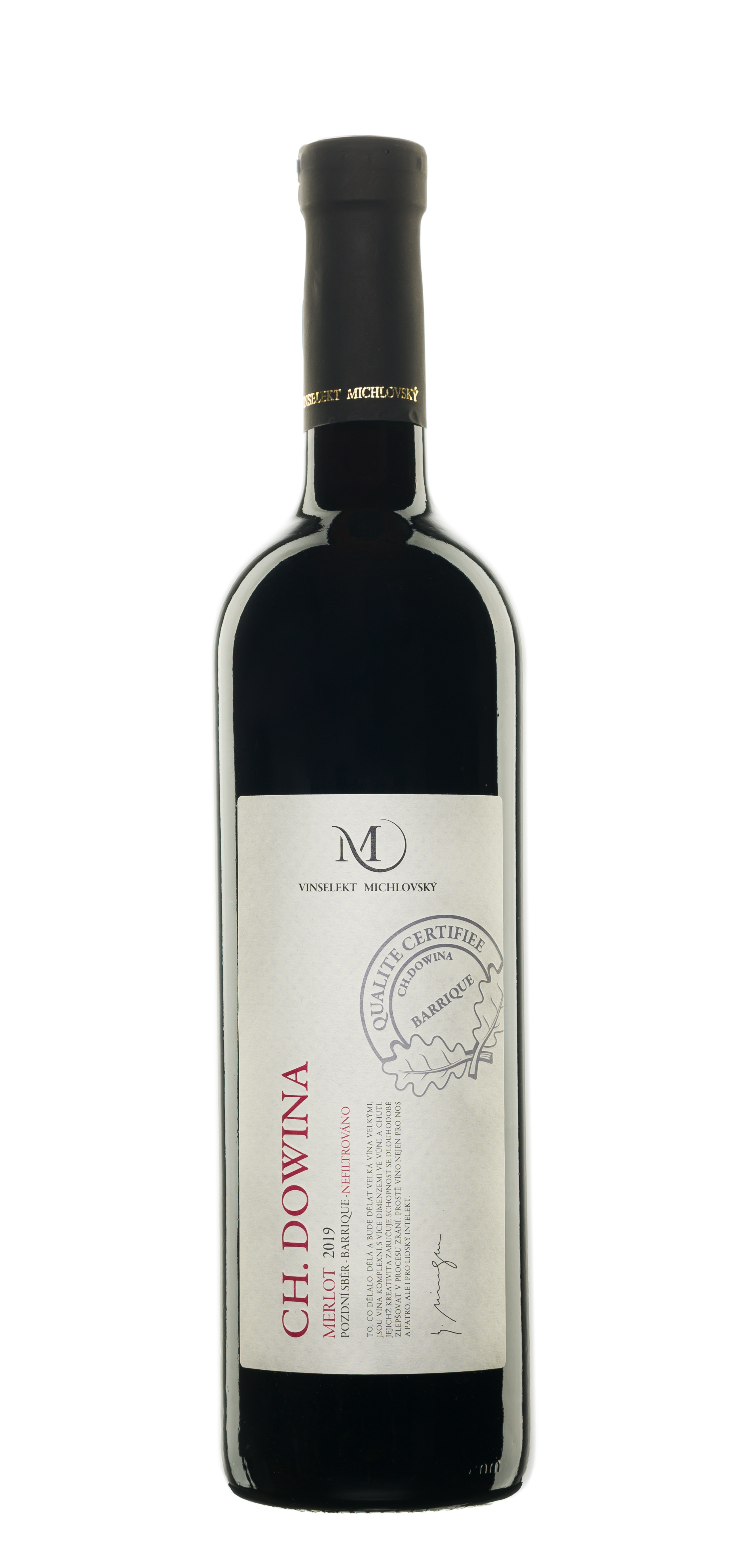 Merlot 2019 pozdní sběr, nefiltrováno, barrique